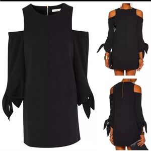 TIBI BLAXK XUT OUT SHOULDER DRESS